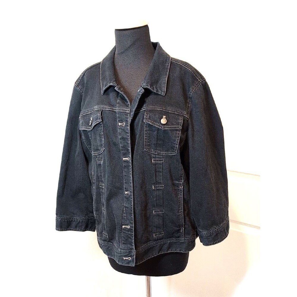J. Jill Black Stretch Tall XL Denim Jacket